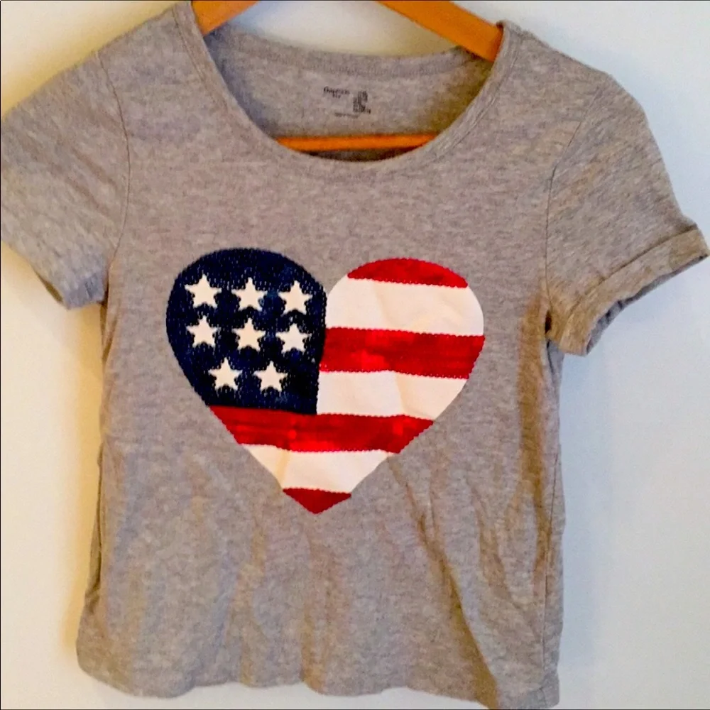 Girls American flag heart t-shirt